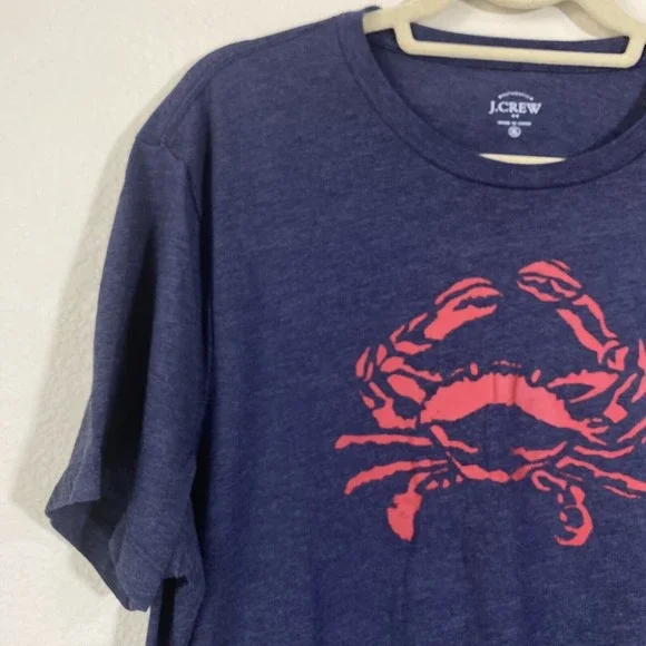 J.Crew Mens Shirt Size XL Blue Crab Print Short Sleeve - Picture 3 of 5